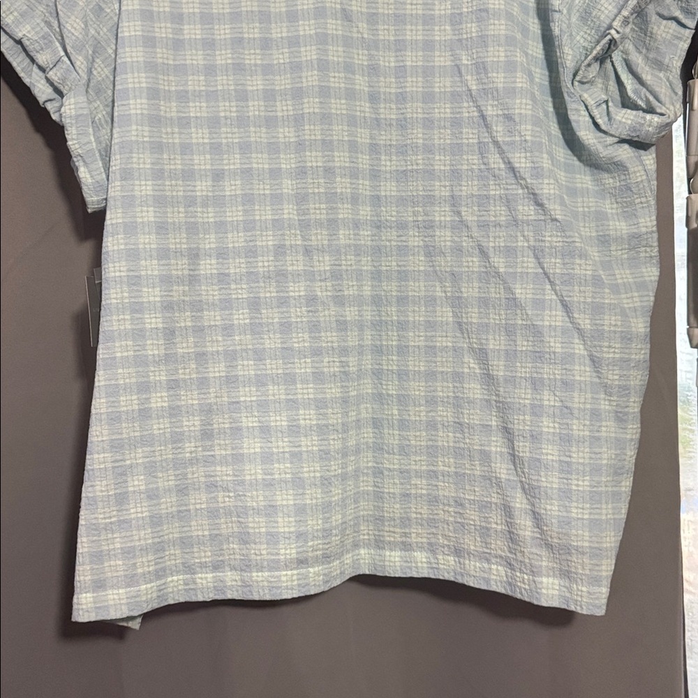 Eddie Bauer Women XL Blue Plaid Button Up Shirt Short Sleeve Casual Top - Picture 8 of 8